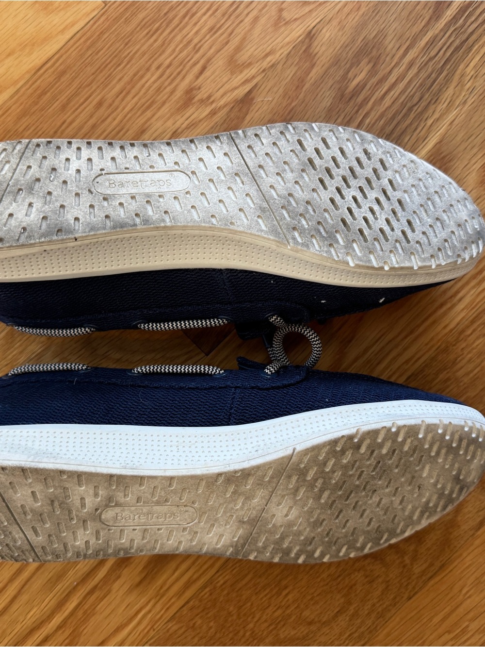 BareTraps Navy Knit Slip-On Moccasins with Contrast Rope Bow - Picture 6 of 9